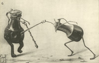 Deux cruches se battant en duel (lithographie) - German School