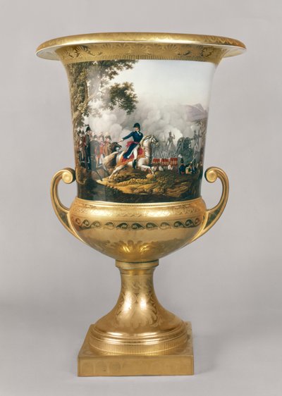 Urne représentant le duc de Wellington dans une scène de bataille du service de table prussien, Berlin, 1816-19 - German School