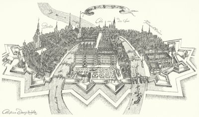Vue de Berlin au 17ème siècle (gravure) - German School