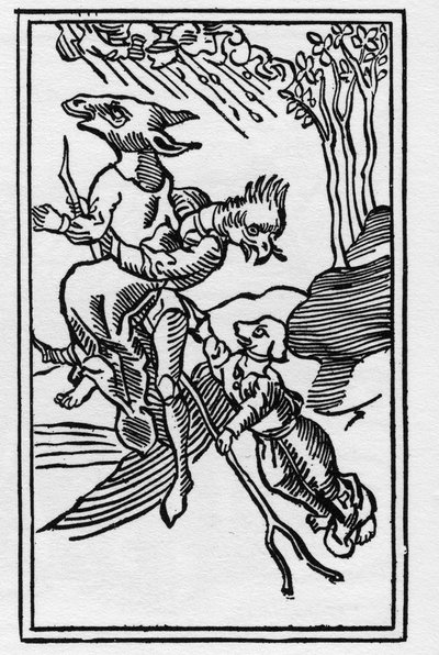 Sorcières transformées en animaux gravure de 1489 dans « De lamiis et pythonicis mulieribus » par Ulrich Molitor - German School