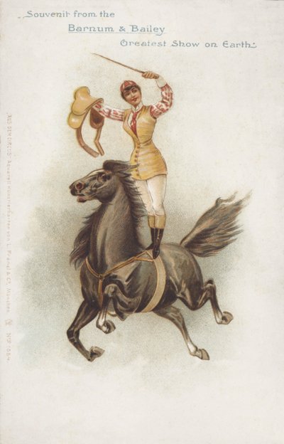 Femme cavalière du cirque Barnum et Bailey (chromolitho) - German School