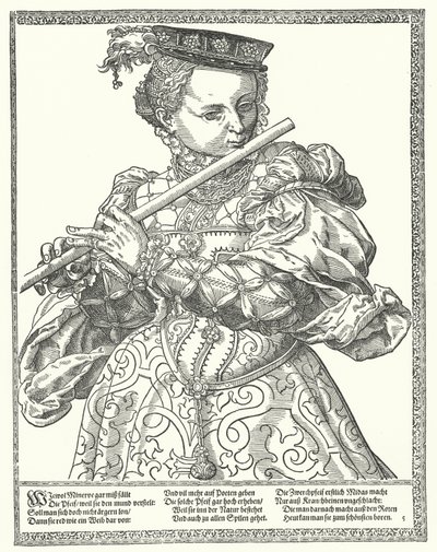 Femme jouant de la flûte - German School