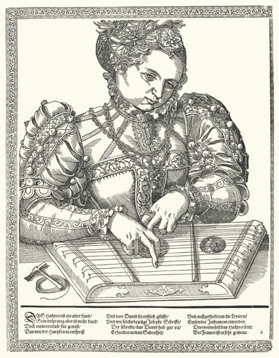 Femme jouant de la cithare - German School