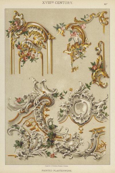 XVIIIe siècle, Plâtre peint (lithographie en couleur) - German School