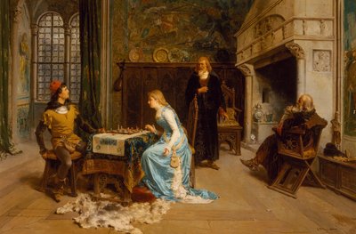 Fernando et Iolanda jouant aux échecs - Gerolamo Induno