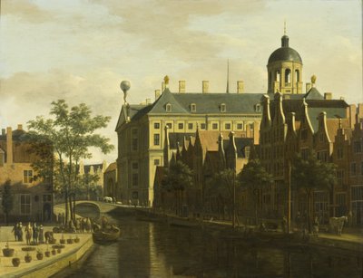 Le Nieuwezijds Voorburgwal avec le marché aux fleurs et aux arbres à Amsterdam - Gerrit Adriaensz Berckheyde