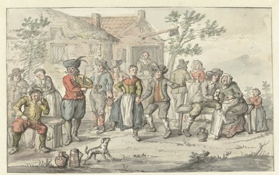 Compagnie joyeuse devant une auberge - Gerrit Grasdorp