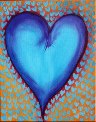 Coeurs bleus, 2023 (acrylique sur toile) - Gerrit Greve
