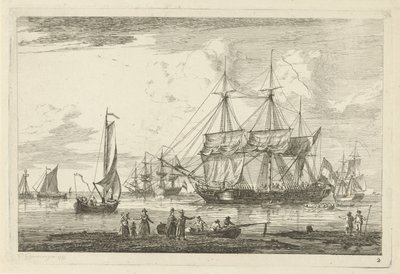 Deux trois-mâts et autres navires - Gerrit Groenewegen