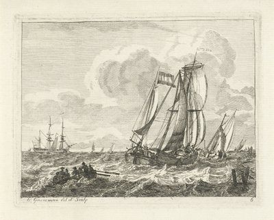 Voiliers et une barque sur l