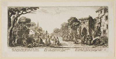 Soldats mourants au bord de la route, planche seize de La grande misère de la guerre - Gerrit Lucasz van Schagen