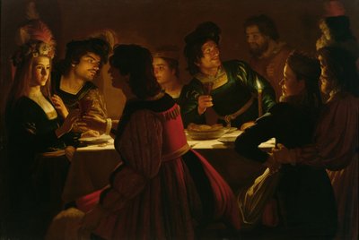 Scène de festin avec un jeune couple marié - Gerrit van Honthorst