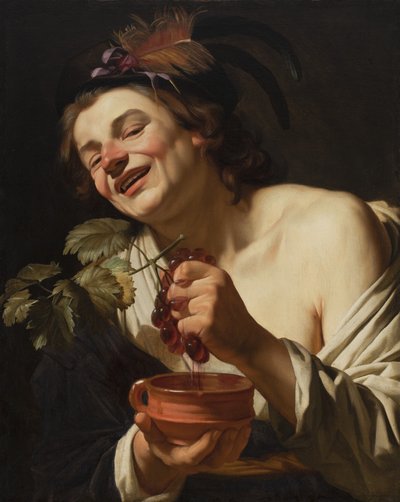 Jeune homme souriant pressant des raisins, 1622 - Gerrit van Honthorst