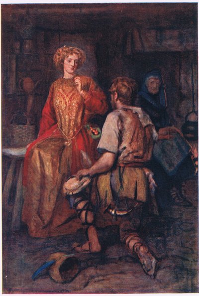 "Souvent il rapportait des fruits sauvages de la forêt, dont les côtés empourprés souriaient de rouge!", Histoires de la Reine des Fées publiées par George Harrap and Company - Gertrude E. Demain (after) Hammond