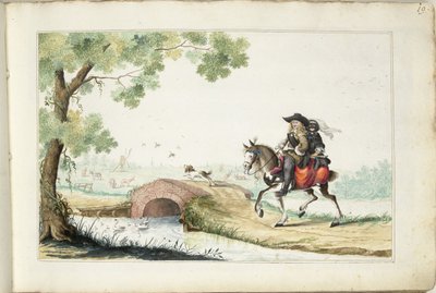 Homme et femme masquée à cheval - Gesina ter Borch (signed by artist)