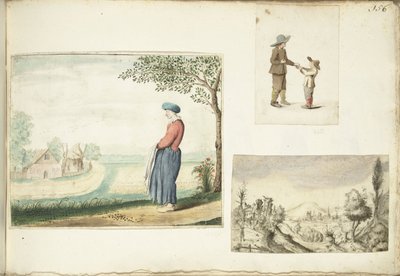 Paysanne, garçons avec des pommes et un paysage vallonné - Gesina ter Borch