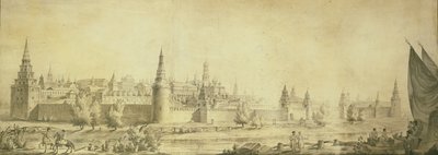 Vue panoramique du Kremlin de Moscou à la fin du 18e siècle, fin des années 1790 - Giacomo Antonio Domenico Quarenghi