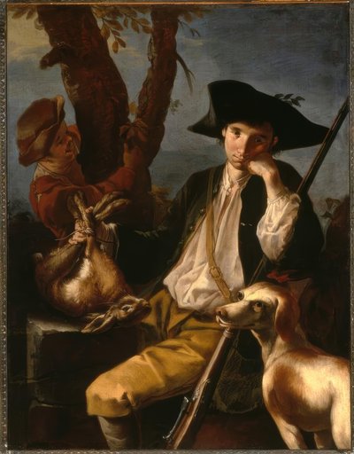 G.F.Cipper dit Il Todeschini, Chasseur au repos / Peinture - Giacomo Francesco Cipper