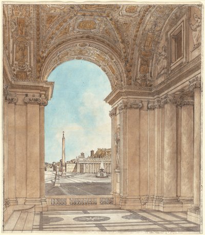 La Piazza de Saint-Pierre Vue à Travers une Arche de la Basilique - Giacomo Quarenghi