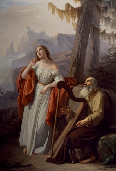 Ossian chantant les exploits de Carthon à Malvina, par Giacomo Trecourt - Giacomo Trecourt