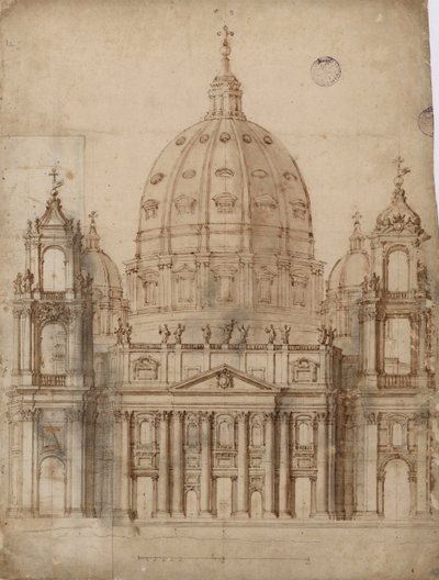 Proposition alternative pour la façade de la basilique Saint-Pierre au Vatican par Gianlorenzo Bernini - Gian Lorenzo Bernini