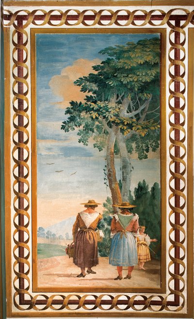 Trois paysans vus de dos, de la salle des scènes rustiques, dans la Foresteria, 1757 - Giovanni Domenico Tiepolo
