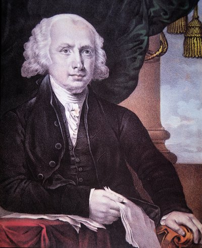 James Madison publié par Nathaniel Currier (lithographie en couleur) - Gilbert (after) Stuart