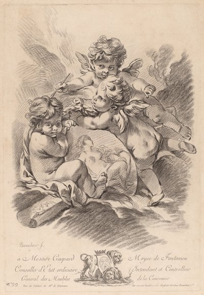 Allégorie de la peinture avec trois chérubins (99) - Gilles Demarteau the Elder after François Boucher