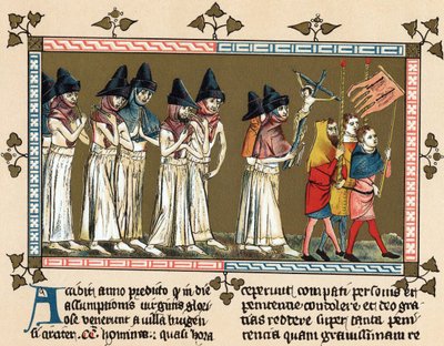 Flagellants ou Frères de la Croix à Doornik en 1349 (litho) - Gilles Le Muisit