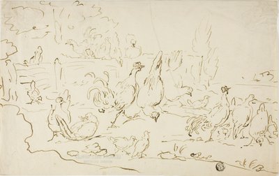Poules et coqs dans la cour - Gillis Claesz. de Hondecoeter