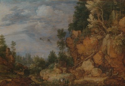 Paysage rocheux avec des cerfs et des chèvres - Gillis Claesz de Hondecoeter