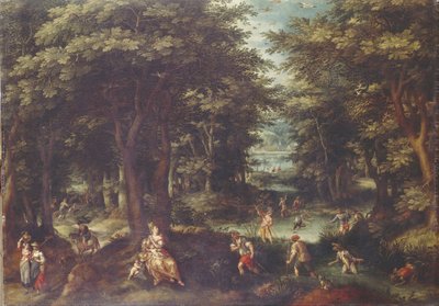 Paysage avec Leto et paysans de Lykia - Gillis van Coninxloo