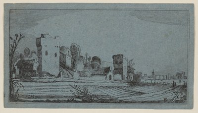 Champs avant ruines transformés en fermes, extrait de Douze paysages avec figures - Gillis van Scheyndel