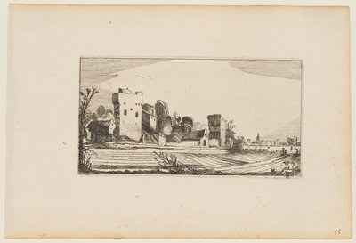 Champs avant ruines transformés en fermes, extrait de Douze paysages avec figures - Gillis van Scheyndel