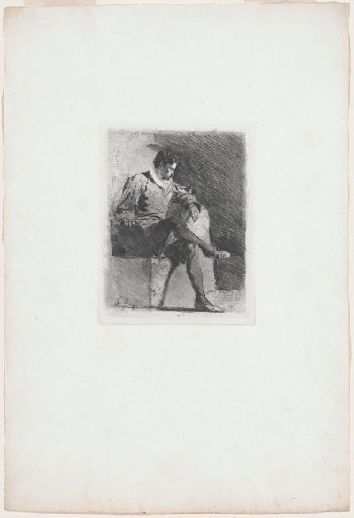 Homme assis en costume du XVIe siècle - Gioacchino Banfi