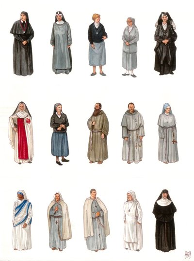 Costumes et robes de moniales et de moines au 20e siècle. - Giorgio Albertini