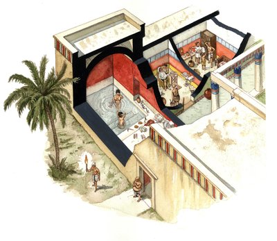 Antiquité égyptienne : Bains égyptiens et bains de la période hellénistique (4e-1er siècle av. J.-C.). - Giorgio Albertini