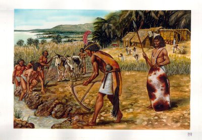 Antiquité égyptienne : cérémonie au moment de la crue du Nil, Égypte prédynastique, IIIe millénaire av. - Giorgio Albertini