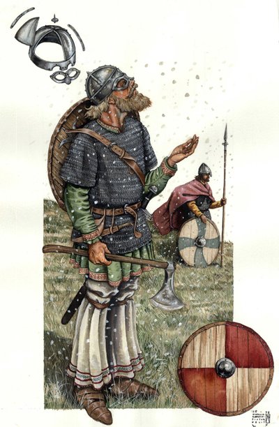 Moyen Âge : Guerrier viking du 9e siècle. - Giorgio Albertini