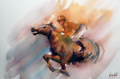 Une course de chevaux au galop - Giorgio Gosti