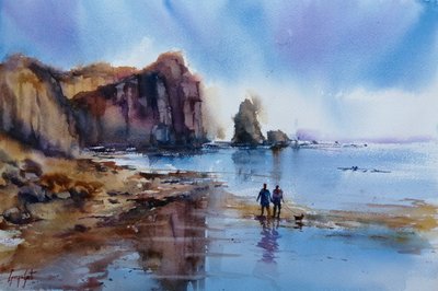 Promenade brumeuse sur la côte - Giorgio Gosti