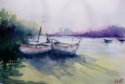 Les bateaux du matin brumeux - Giorgio Gosti