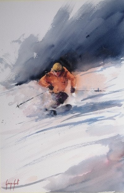Skieur dans la poudreuse - Giorgio Gosti