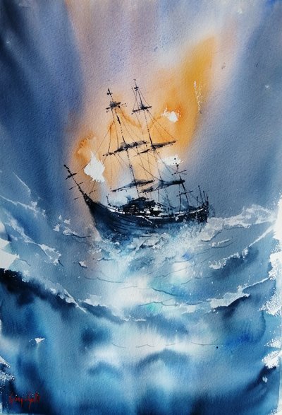 Navire en pleine tempête - Giorgio Gosti