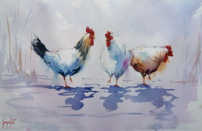 Trois poules de basse-cour - Giorgio Gosti