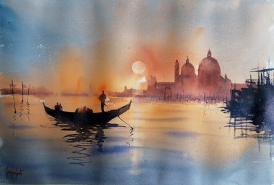 Gondole au coucher du soleil à Venise - Giorgio Gosti
