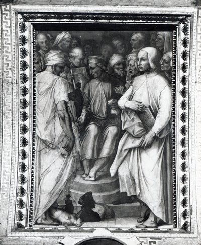 Cosimo de Medici assis parmi les philosophes et artistes dans la Sala di Cosimo il Vecchio - Giorgio Vasari