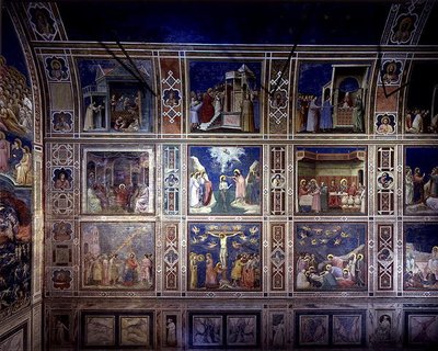Vue du mur nord représentant des scènes de la Vie de la Vierge et de la Vie du Christ, c.1305 - Giotto (c.1266 1337)