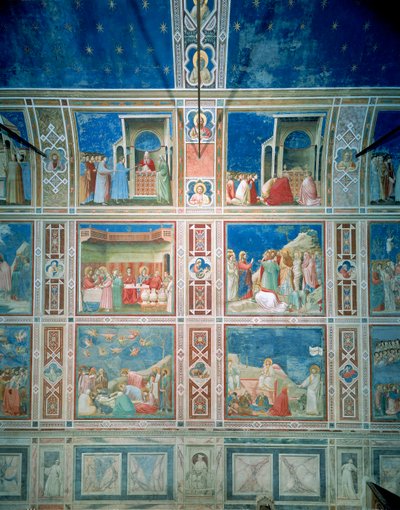 Vue des fresques sur le mur gauche, c.1303-05 (fresque) (post-restauration) - Giotto (c.1266 1337)
