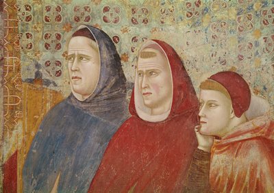 Saint François prêchant un sermon au pape Honorius III, (détail) de trois prélats à droite, vers 1297-99 - Giotto di Bondone